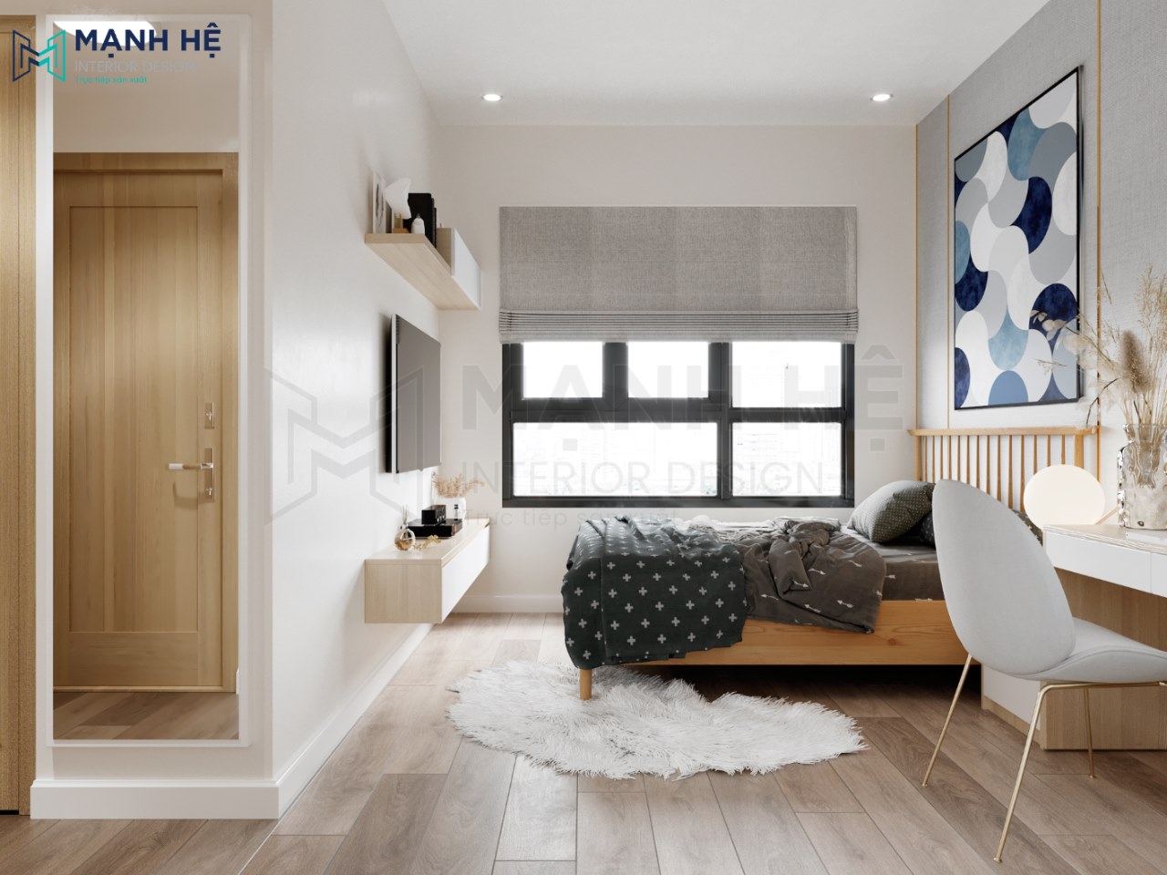 Không gian phòng ngủ hiện đại với nội thất đơn giản