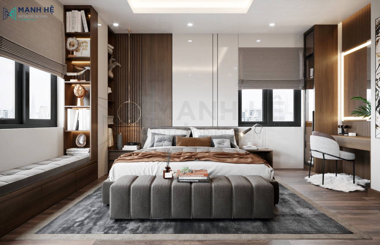 Thiết kế nội thất phòng ngủ master biệt thự hiện đại