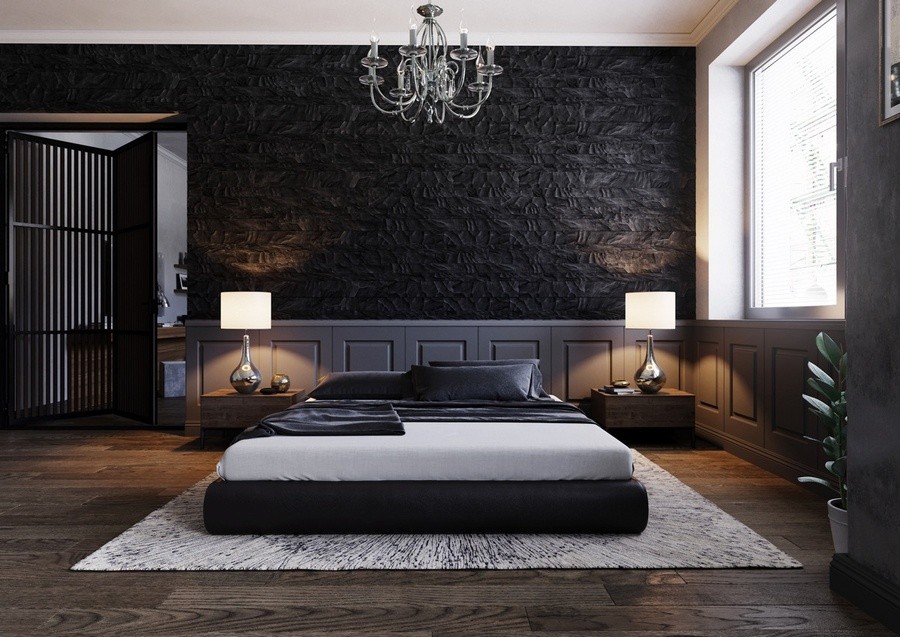 Trang trí nội thất phòng ngủ màu đen đẹp cá tính