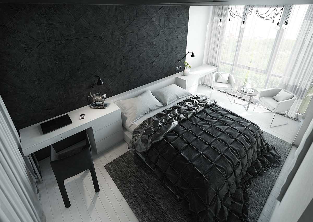 Thiết kế nội thất phòng ngủ tone trắng đen