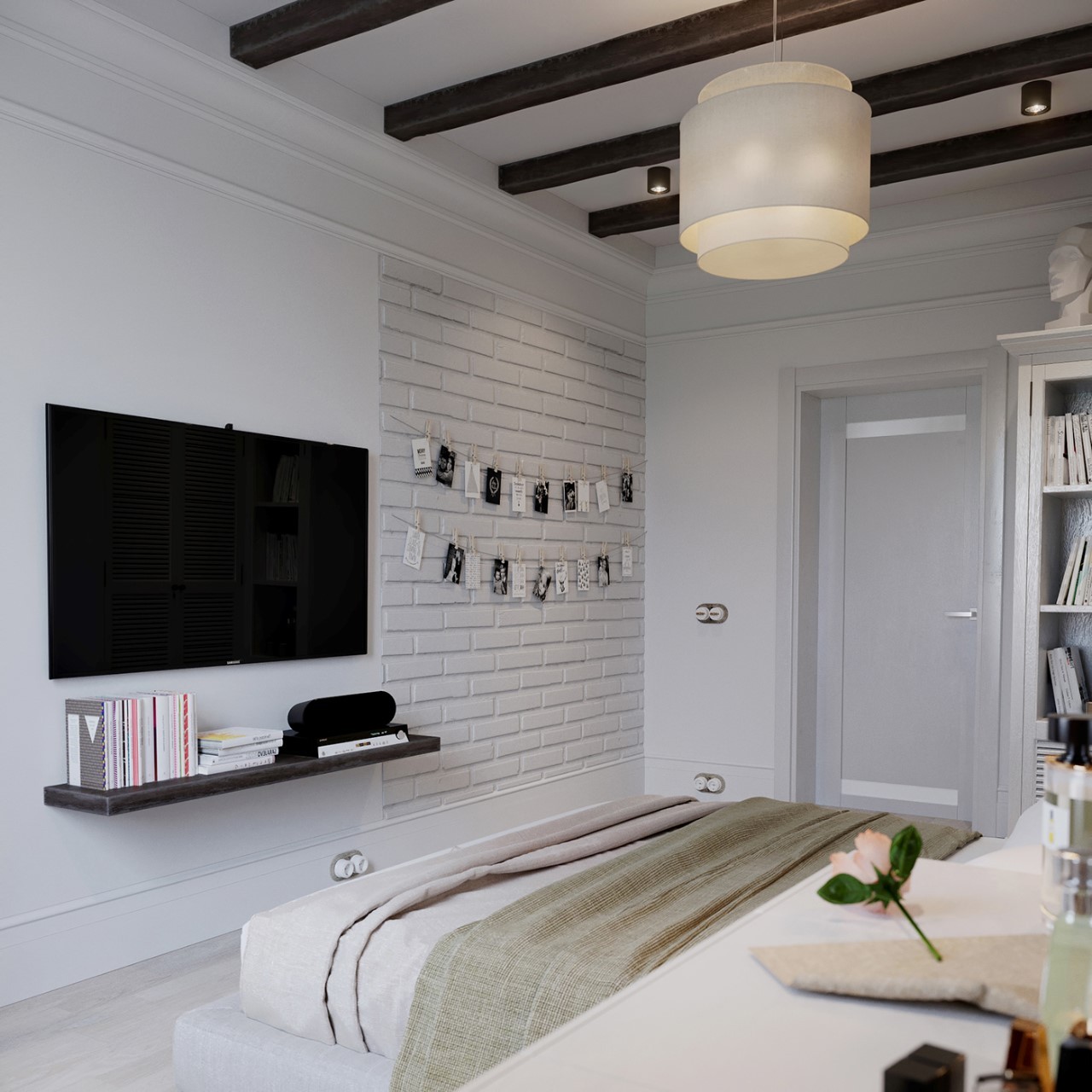 Tivi treo tường giúp tiết kiệm diện tích cho ăn phòng ngủ nhỏ