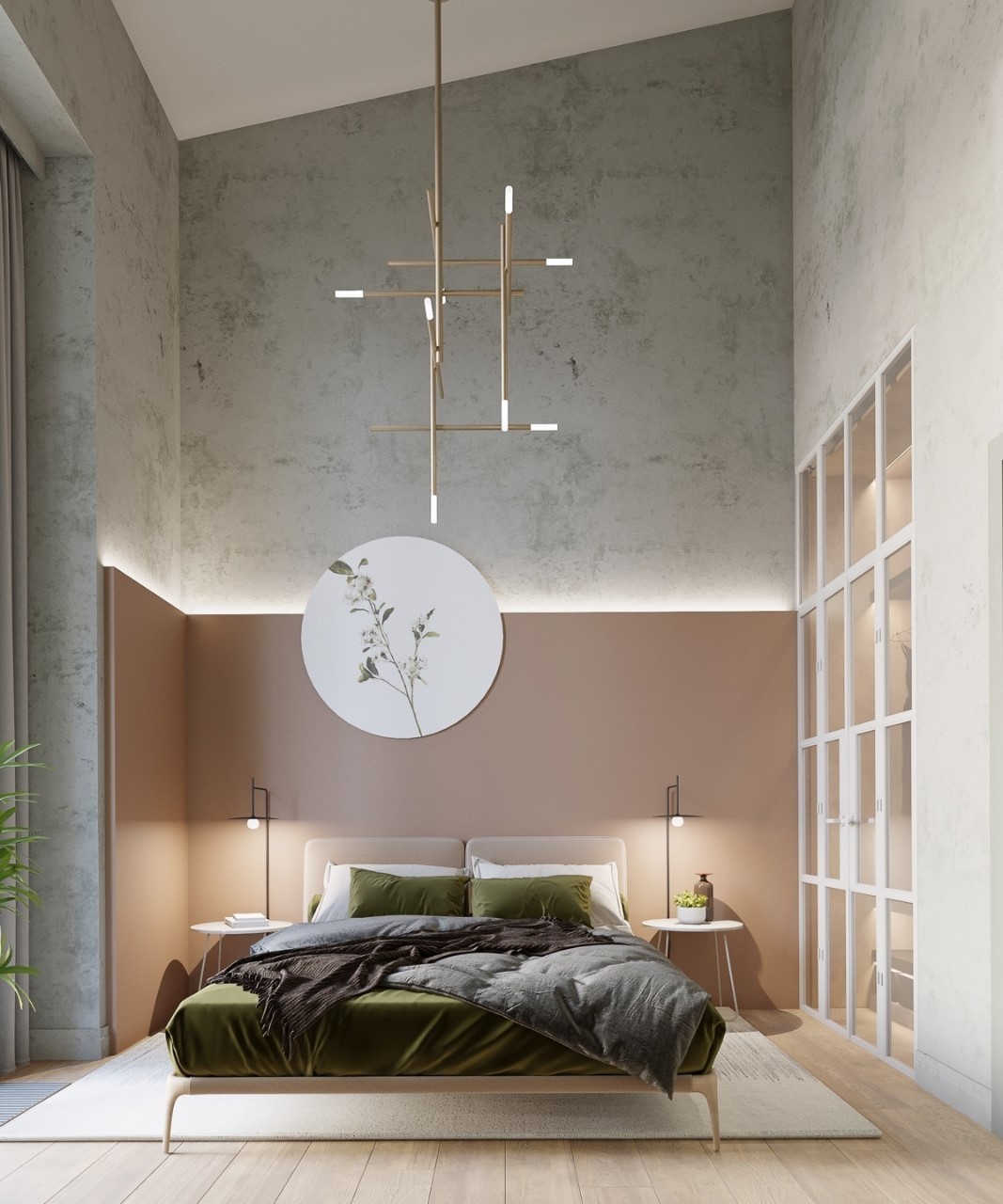 Phòng ngủ hiện đại với đèn led âm tường