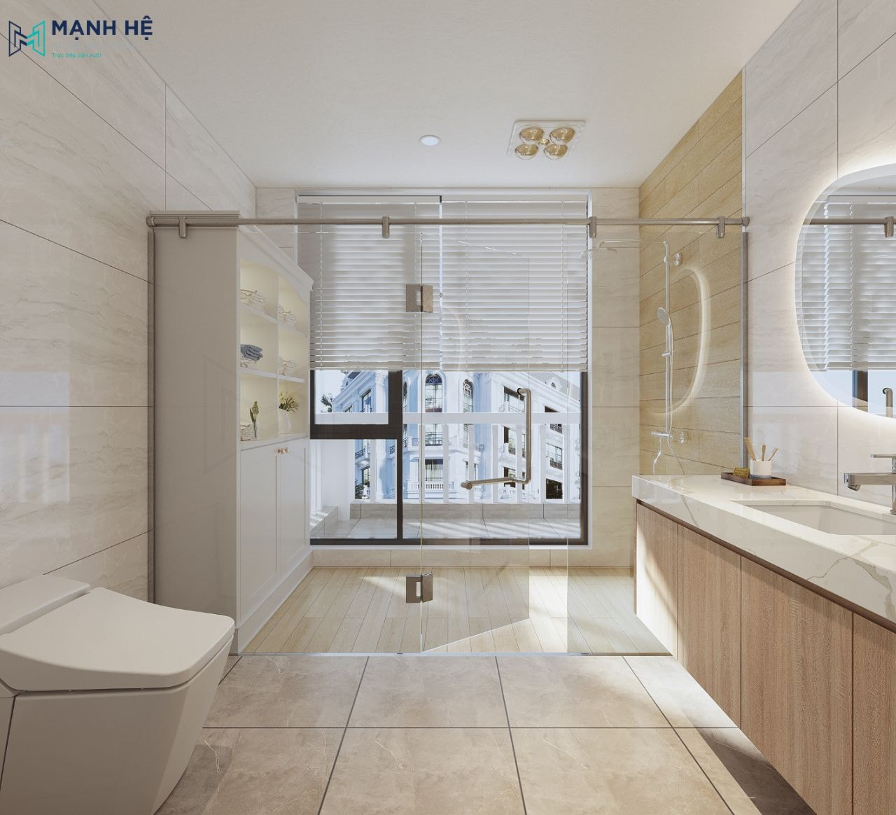 Sử dụng rèm cầu vồng để tối ưu ánh sáng phòng vệ sinh