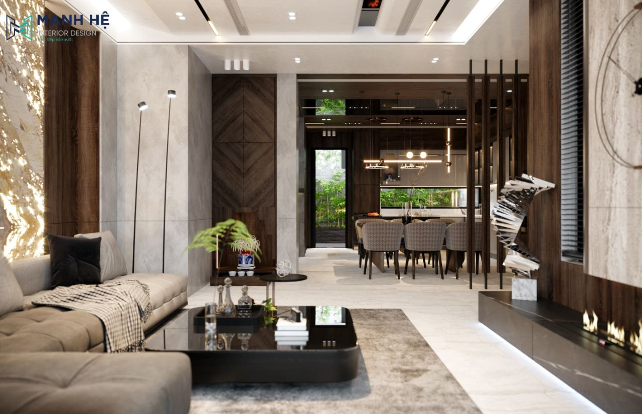 Nối liền phòng khách là phòng ăn và phòng bếp