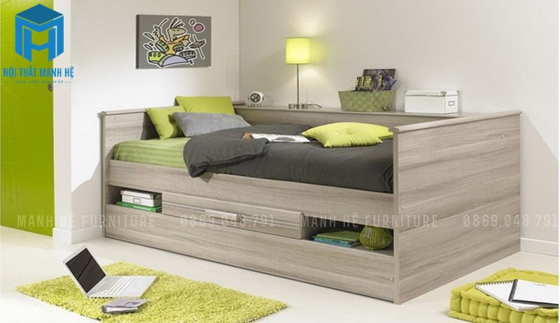 Giường tầng gỗ công nghiệp kéo gấp làm bàn học