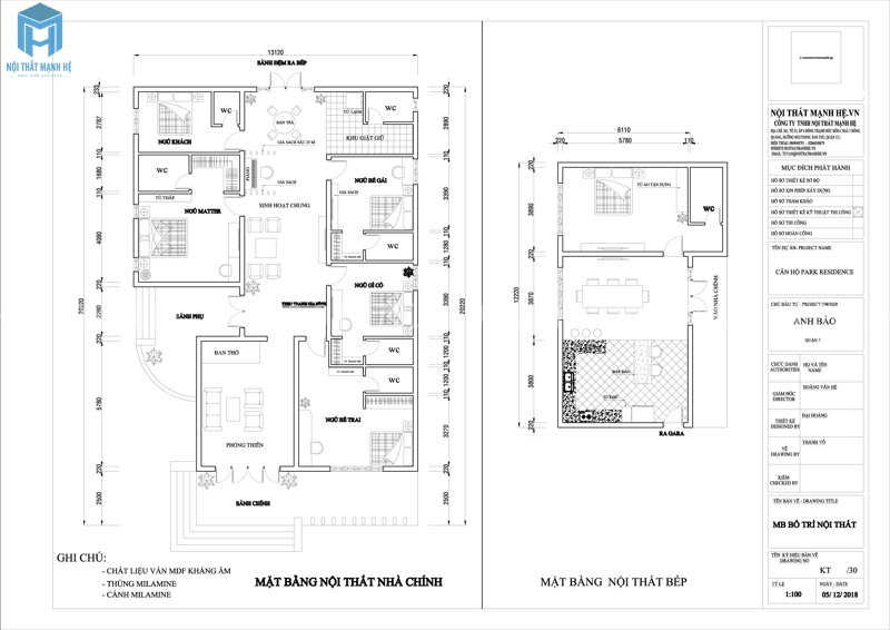 Bản vẽ bố trí nội thất