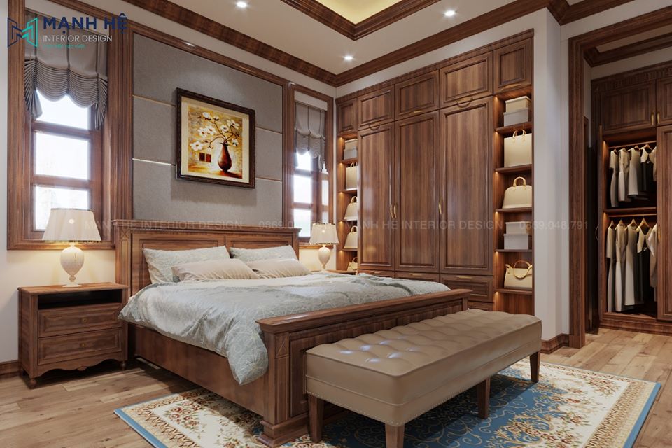 giường ngủ với thiết kế tân cổ điển cho phòng master