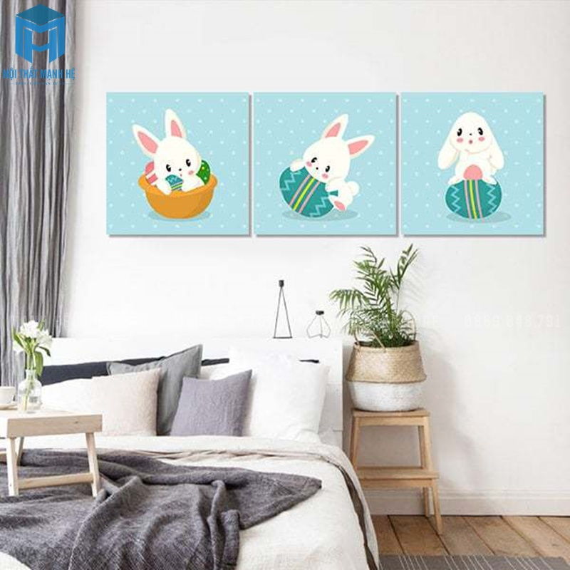 Bộ tranh treo tường 3 chú thỏ đặc sắc