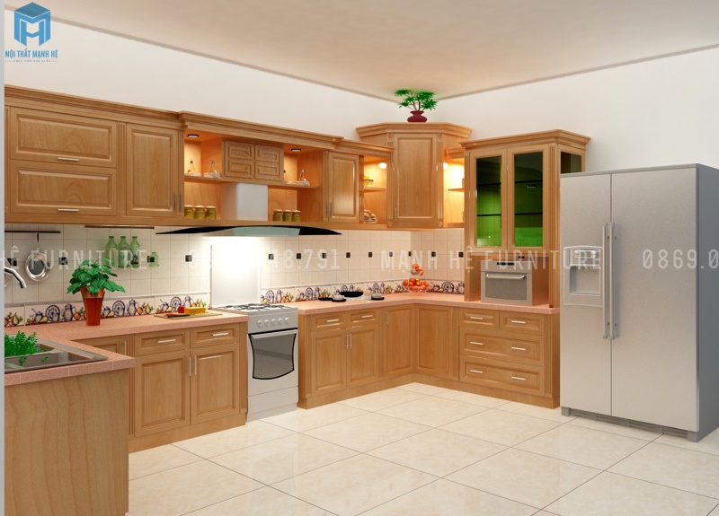tủ bếp gỗ tự nhiên