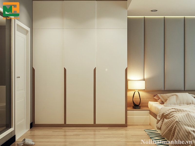 Tủ quần áo cửa lùa 3 cánh, được làm từ gỗ MFD chống ẩm tráng Acrylic