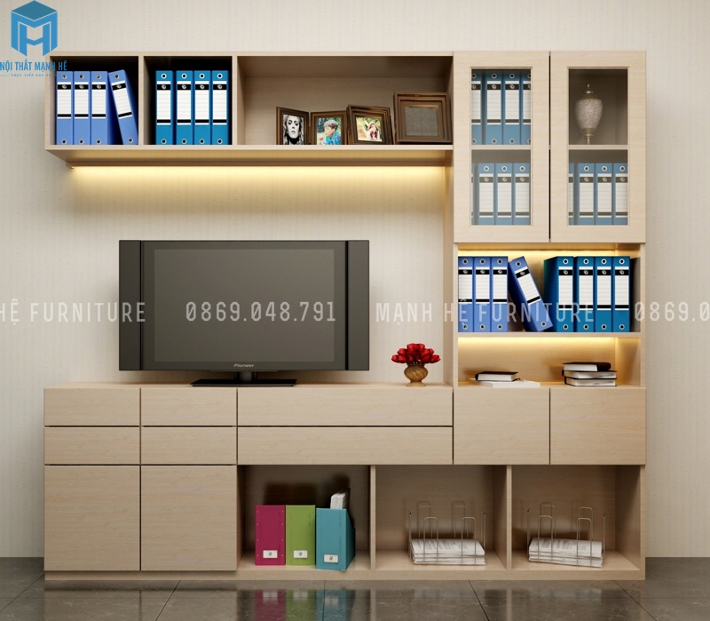 tủ hồ sơ kèm kệ tivi