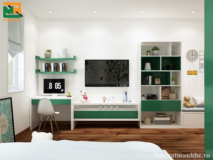 Phòng ngủ có đồng hồ treo tường