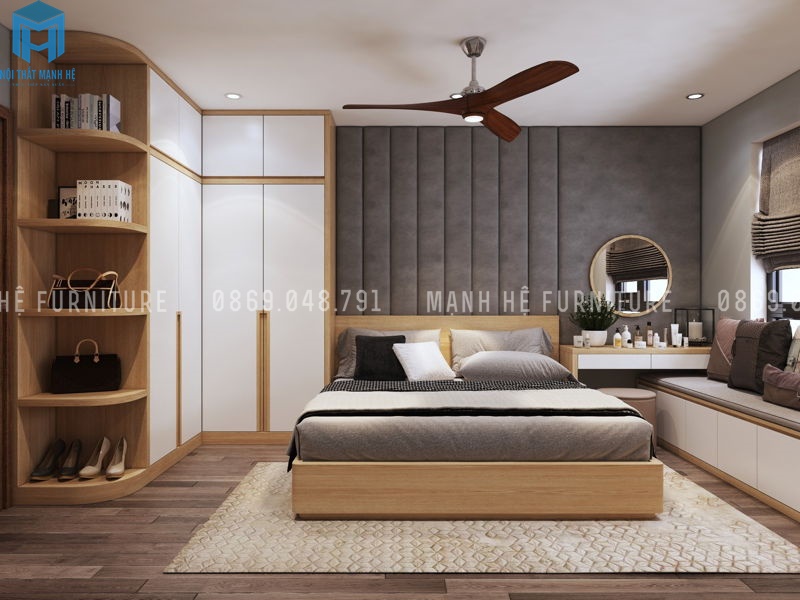 ốp vách tường đầu giường bọc vải