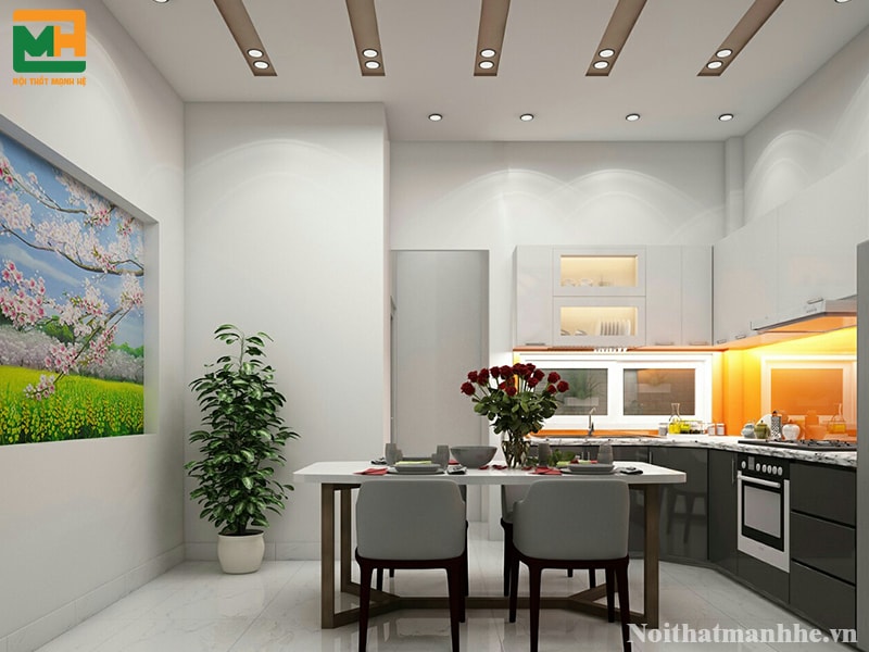 phòng ăn màu xám