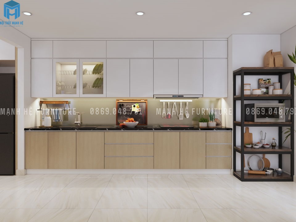 tủ bếp hiện đại và tiện nghi