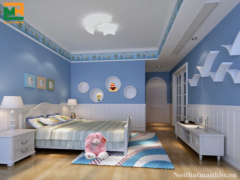 mẫu màu sơn nội thất phòng ngủ màu xanh