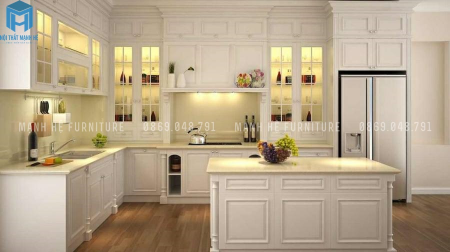 tủ bếp trắng