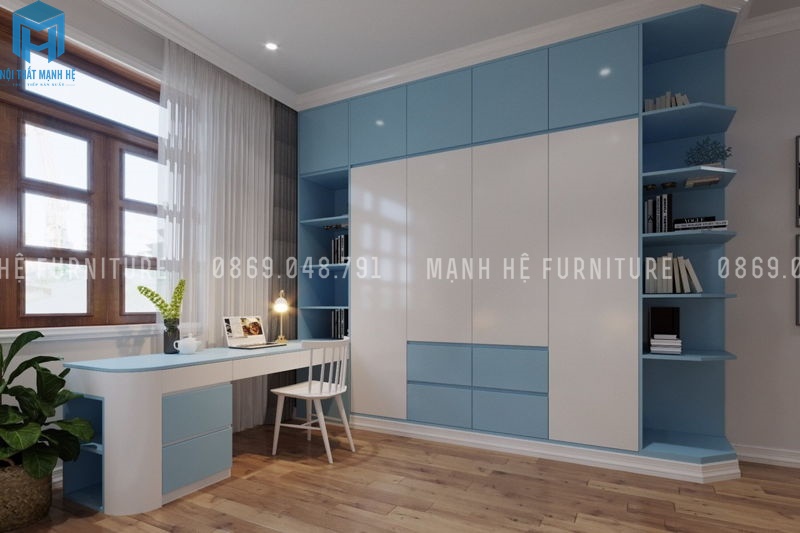 tủ quần áp kèm kệ trang trí
