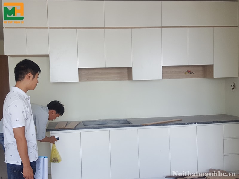 thi công tủ bếp nhỏ
