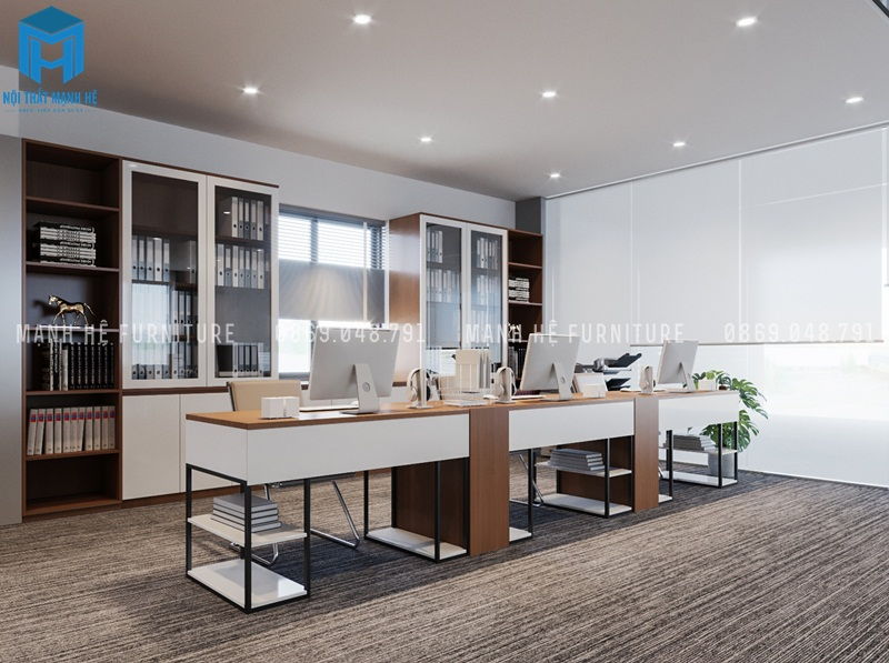 Bàn làm việc dài cho các bộ phận riêng lẻ