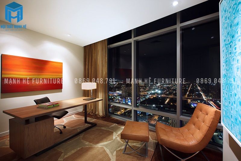 bàn làm việc bằng gỗ tự nhiên đơn giản, với thiết kế một ngăn chứa hồ sơ