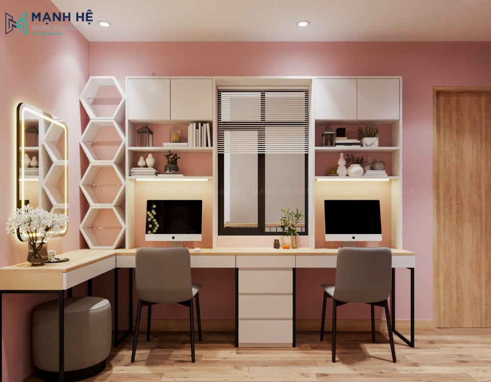 Thiết kế nội thất phòng ngủ master và phòng ngủ màu hồng cho con gái – Anh Hoạt