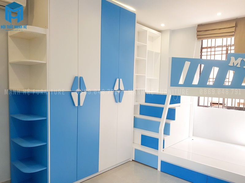 Tủ quần áo kết hợp kệ sách, kệ trưng bày