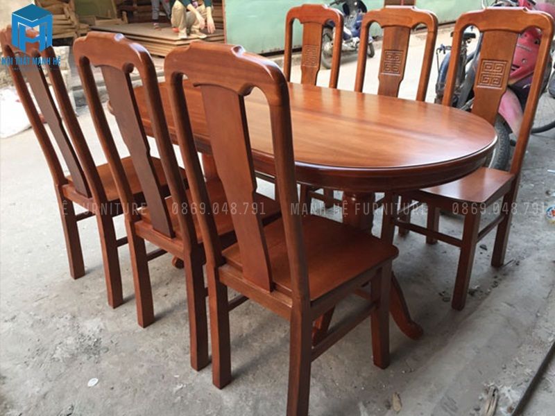 Kích thước bàn ăn 6 người hình oval