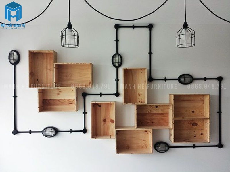 Ô treo tường hình chữ nhật được bố trí xen kẽ theo một hình dáng tùy ý rất độc đáo