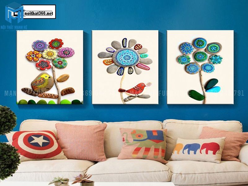 Tranh handmade bằng vải, lấy ý tưởng từ những bông hoa xinh đẹp