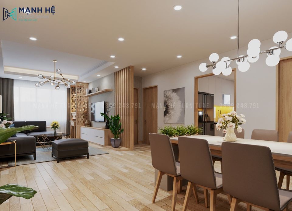 phòng ăn liền kề với phòng khách