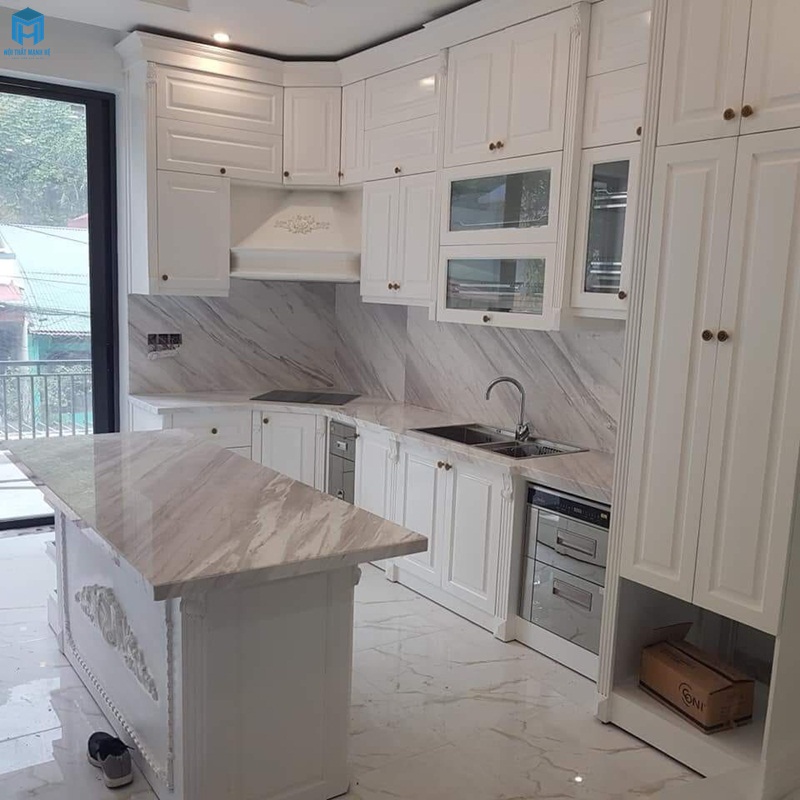 Sử dụng đá marble ốp bàn bếp