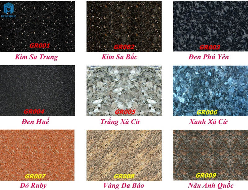 bảng màu đá hoa cương