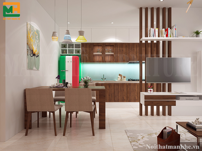 phòng ăn màu nâu