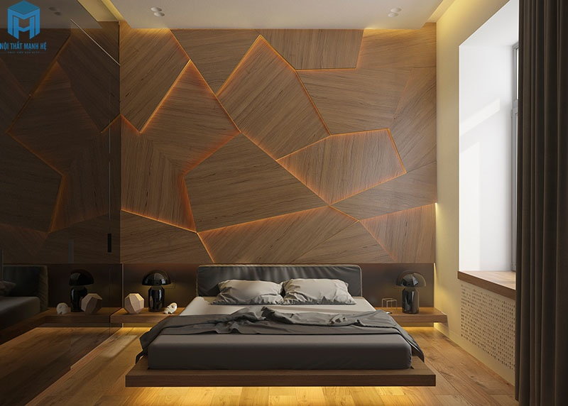 Vách ốp gỗ tự nhiên