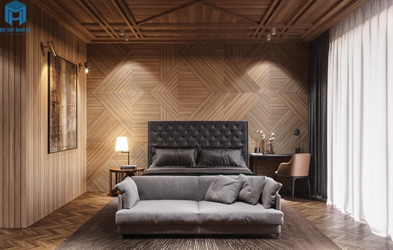 tường ốp gỗ tự nhiên