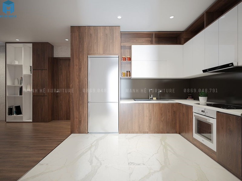 Tủ bếp gỗ công nghiệp