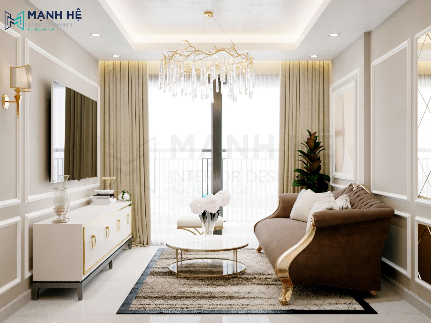 Phòng khách liền phòng bếp đẳng cấp