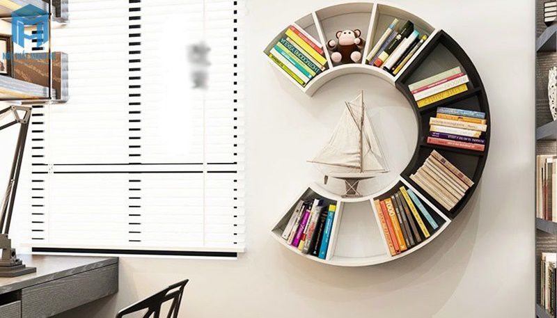 kệ sách nghệ thuật hình chữ C ngược