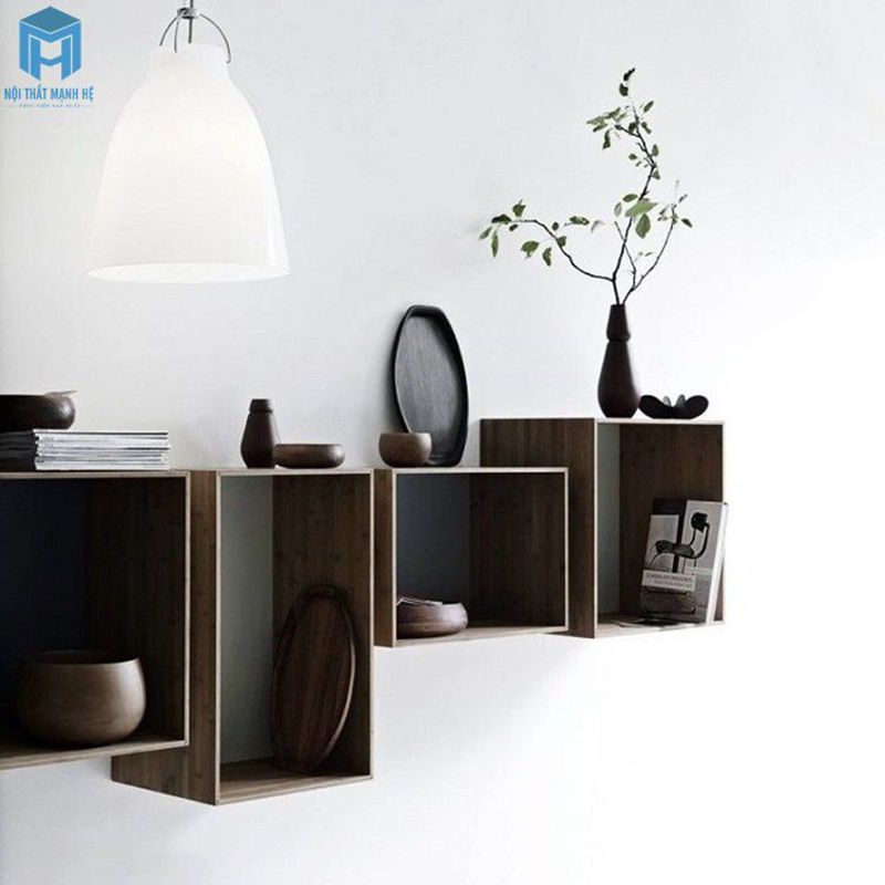Kệ treo tường gỗ óc chó tự nhiên