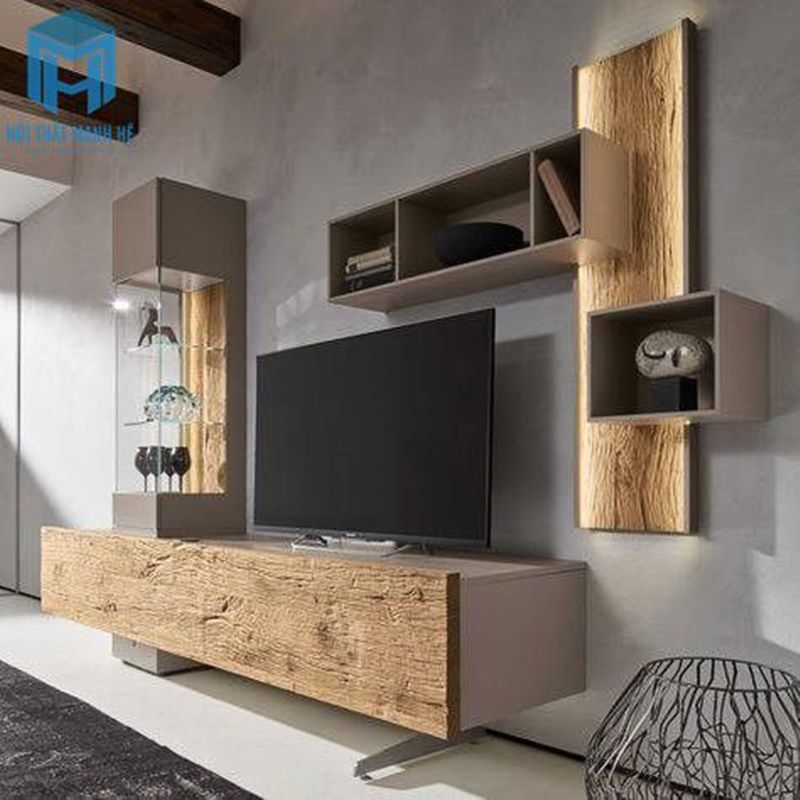 Kệ tivi treo tường gỗ tự nhiên trang nhã