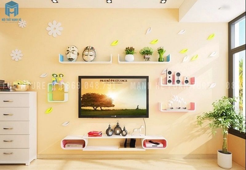 Kệ tivi treo tường phòng ngủ cho bé