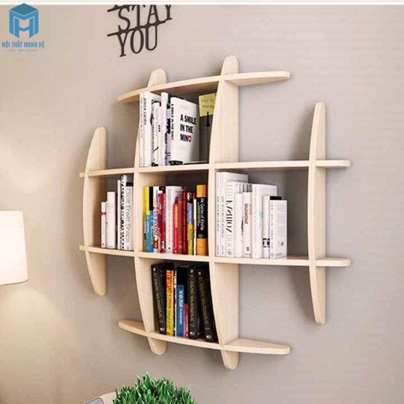 Kệ sách gố treo tường nghệ thuật