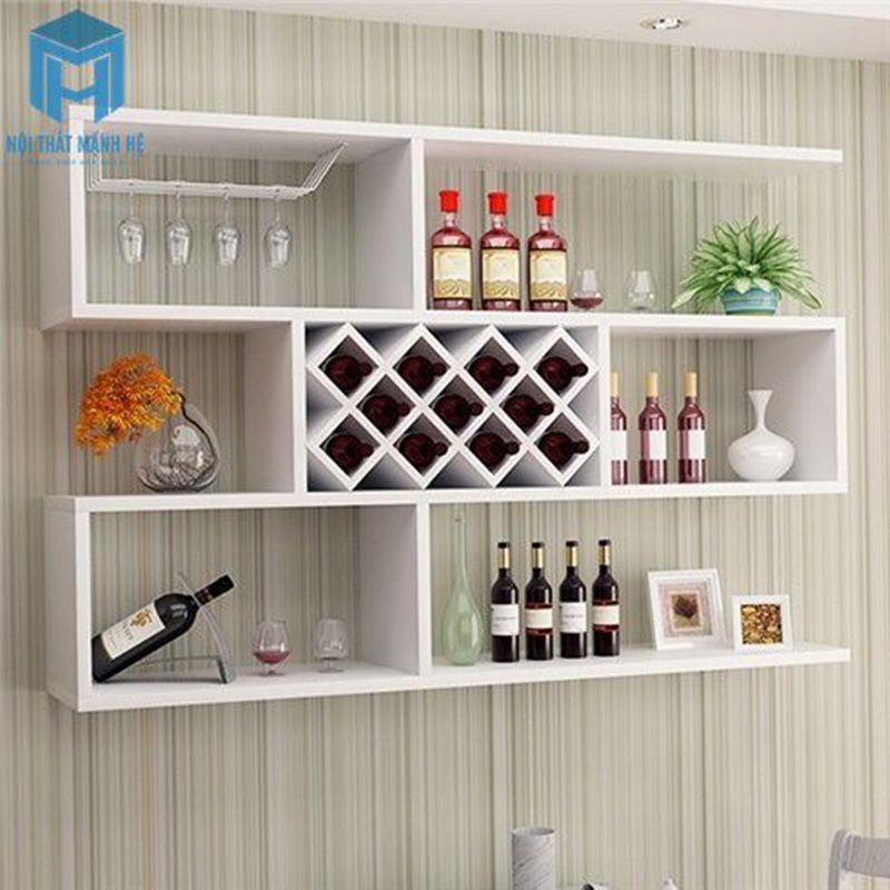 Kệ gỗ trang trí kế ô trang trí rượu sang trọng