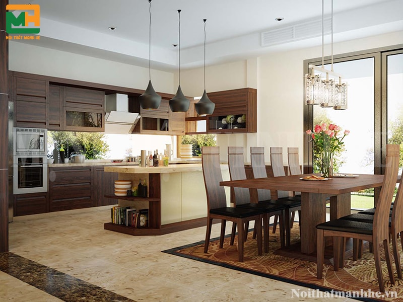 phòng ăn gỗ óc chó