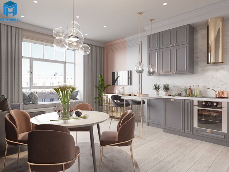 phòng ăn liền bếp nôi thất manh hệ