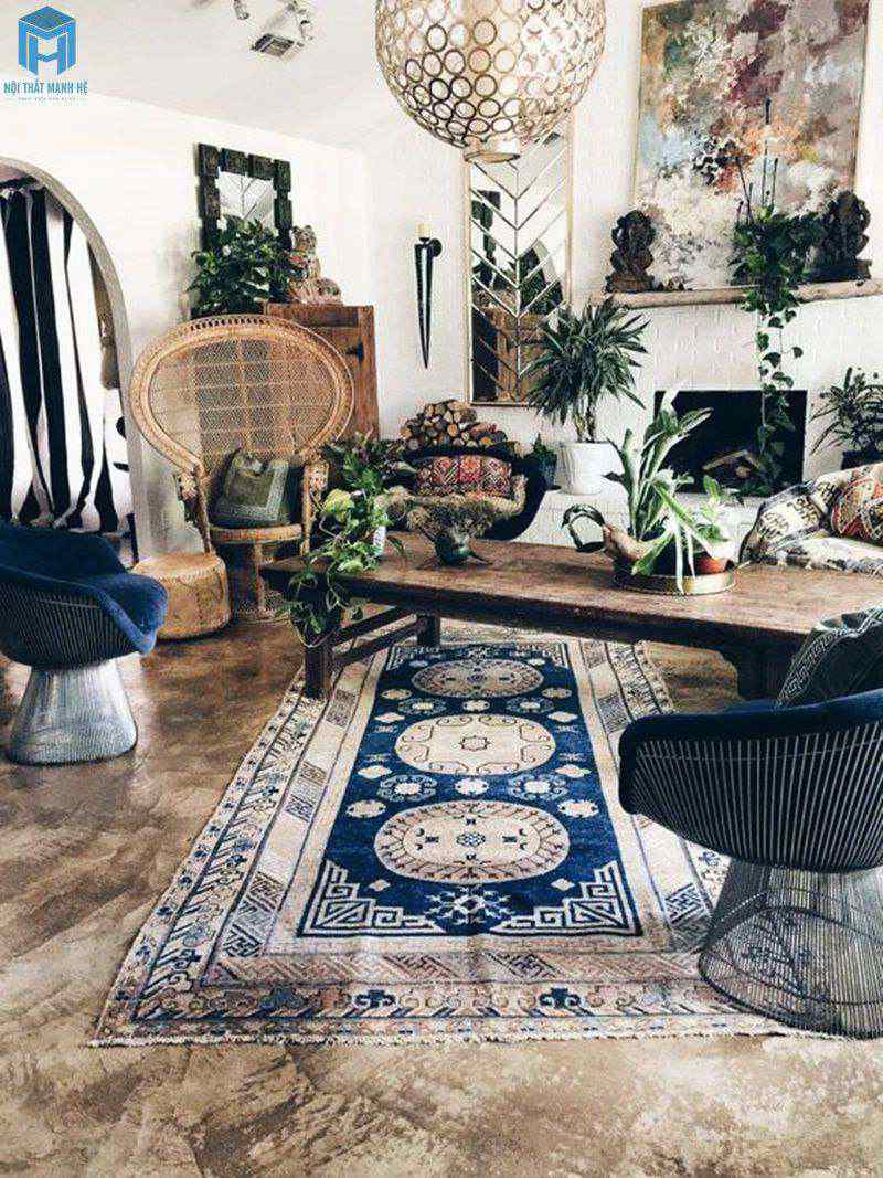 Cây cảnh trang trí phòng khách Bohemian