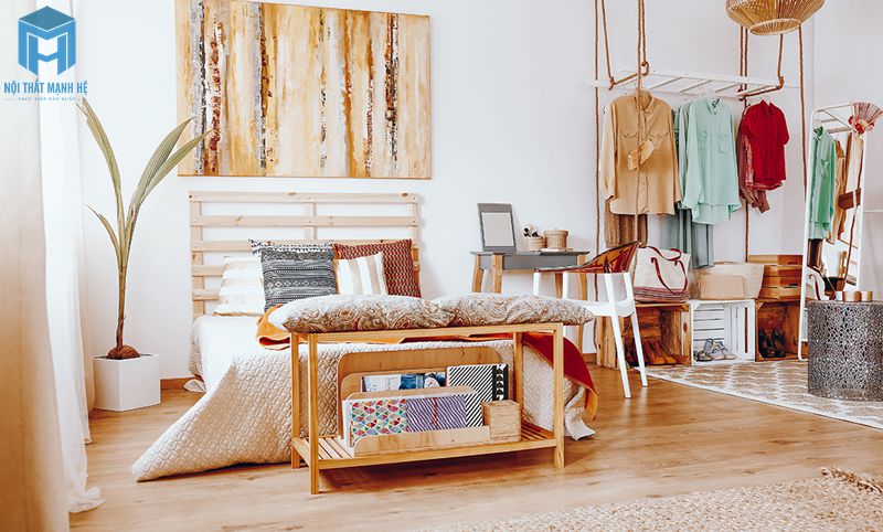 Phòng ngủ Bohemian pha trộn vintage