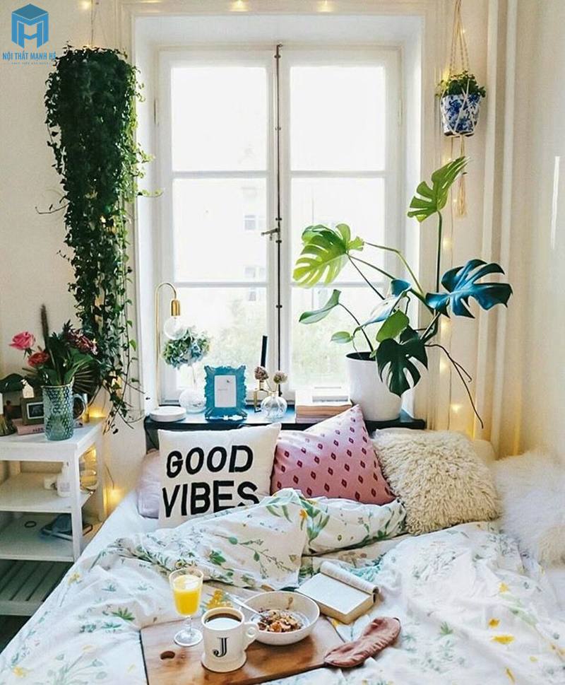 Trang trí phòng ngủ Boho thiên nhiên