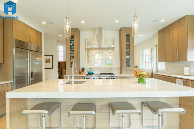 phòng bếp zen trắng